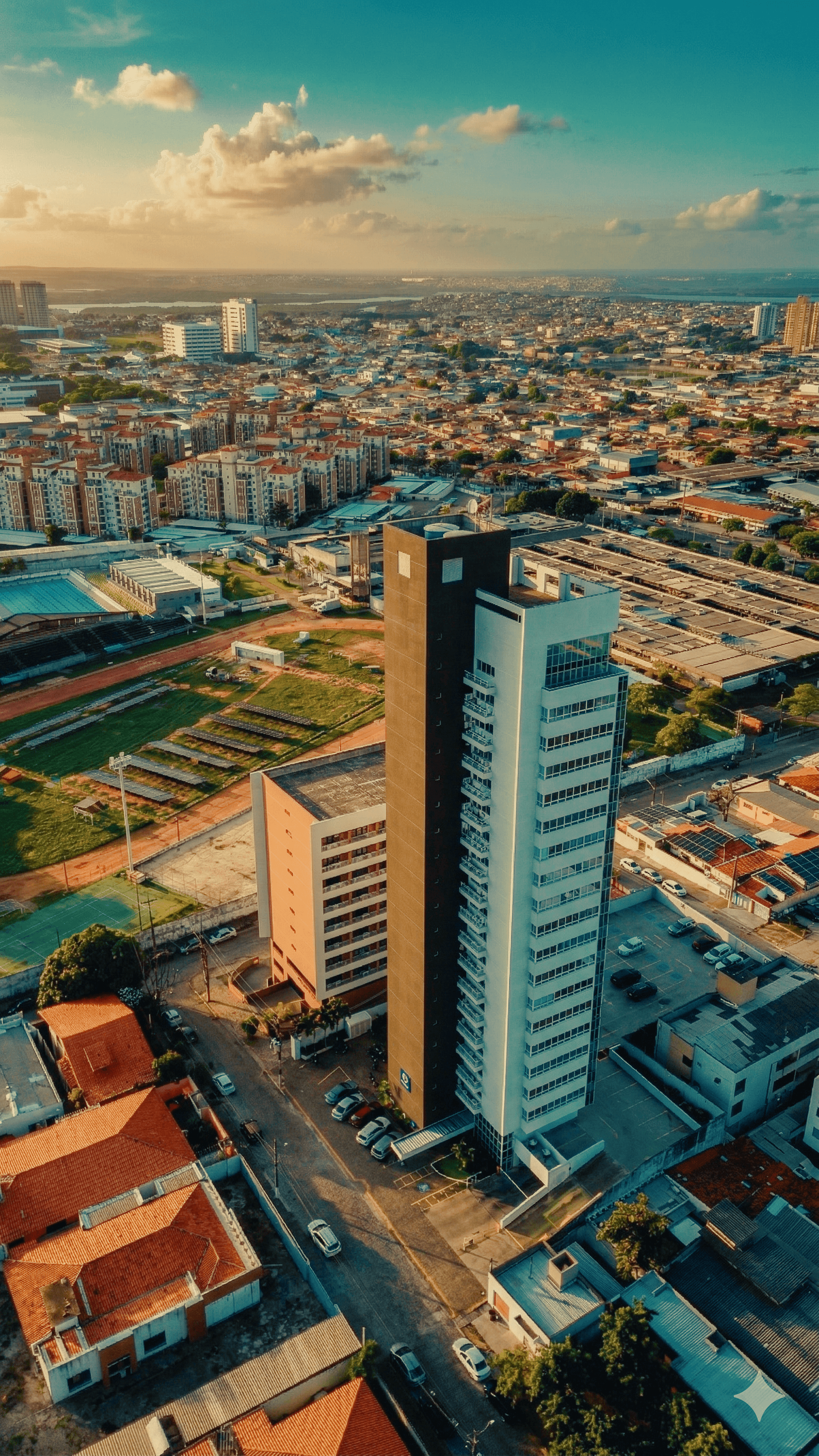 Vista aérea aberta do Edifício Themis inserido no bairro Tirol em Natal RN